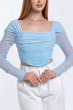 Elegant Long-Sleeve Mesh Top