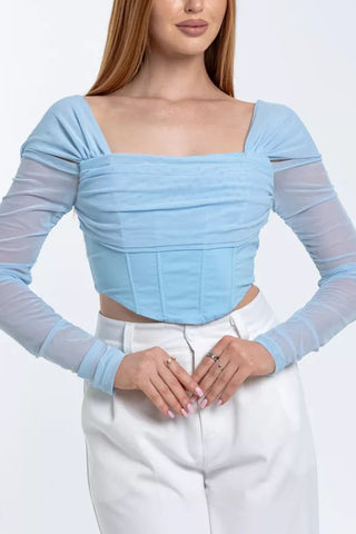 Elegant Long-Sleeve Mesh Top