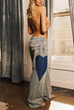 Wide-Leg Casual Denim Pants