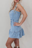Button-Front Casual Denim Dress