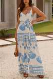 Sleeveless Patterned Jumpsuit with Belt