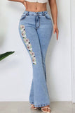 Floral Detail Flare Jeans