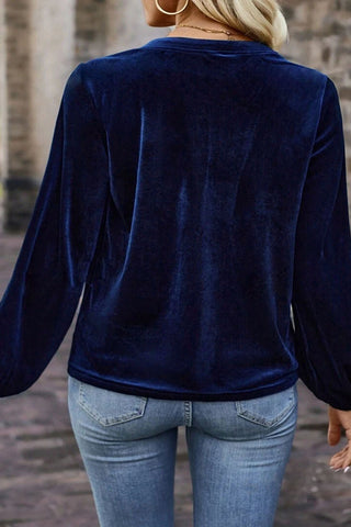 Button-Detail Gathered Blouse