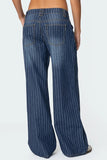 Pinstripe Wide-Leg Denim Jeans