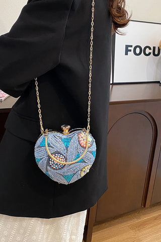 Elegant Sequin Heart Clutch