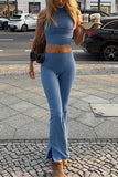 Sleeveless High Neck Pants Set