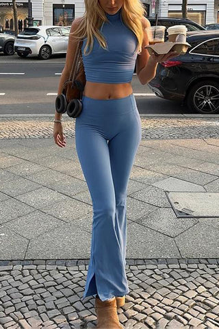Sleeveless High Neck Pants Set