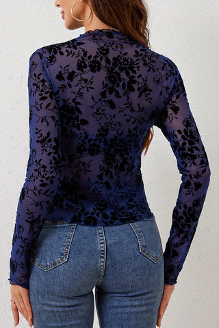 Floral Detail Sheer Top