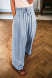 Stripe Wide Leg Tied Waist Pants