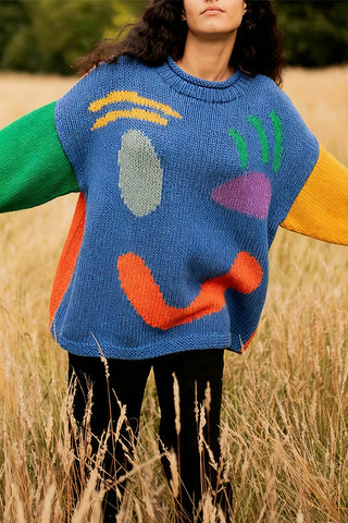 Playful Face Knit Sweater