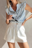 Ruffle Trim Sleeveless Blouse
