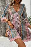 Bohemian V-Neck Bell Sleeve Dress