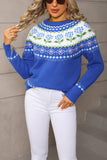 Floral Patterned Knit Sweater