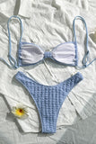 Textured Bikini Set with Floral Accents