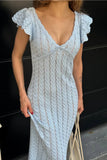 Ruffled Sleeve Knit Maxi Dress