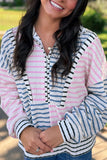 Striped Half-Zip Pullover Hoodie