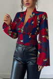 Floral Button-Up Blouse with Patterned Design
