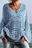 Open-Knit Off-Shoulder Sweater Blouse