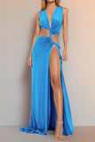 Plunging Cut-Out Maxi Dress