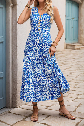 Sleeveless Bohemian Print Casual Dress