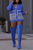 Button-Front Cardigan with Bold Pockets