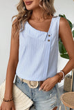 Striped Button Detail Sleeveless Top