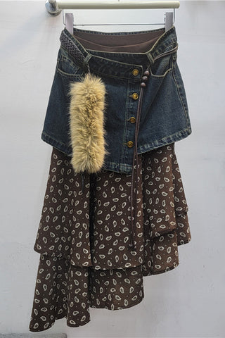 Buttoned Waist Midi Skirt