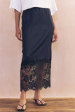 Lace-Trimmed Midi Skirt