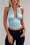 Elegant Draped Halter Tank Top
