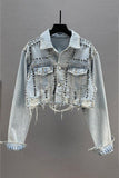 Studded Distressed Denim Jacket