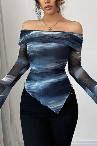 Off-Shoulder Long Sleeve Blouse