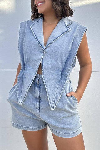 Sleeveless Denim Romper