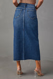 High-Slit Denim Midi Skirt