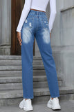 Floral Appliqué Straight Jeans