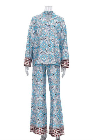 Patterned Two-Piece Pants Set