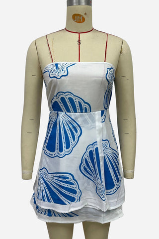 Strapless Shell Printed Two-Piece Set