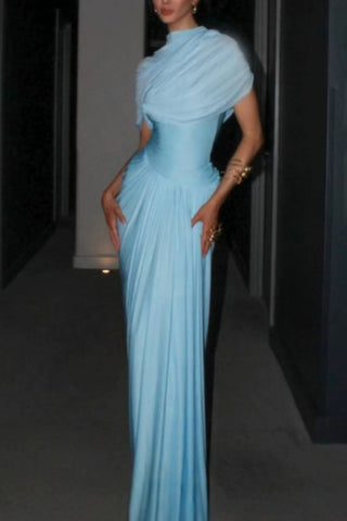 Draped Off-Shoulder Evening Gown