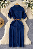 Button-Up Denim Midi Dress