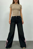 High-Waist Wide Leg Jeans with Ties
