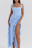 Ruffle Trim Asymmetric Dress
