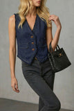 Button-Front Denim Vest