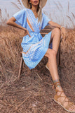 V-Neck Tie-Waist Casual Dress