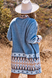 Geometric Pattern Open-Front Cardigan