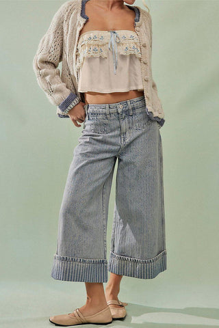 Striped Wide-Leg Jeans