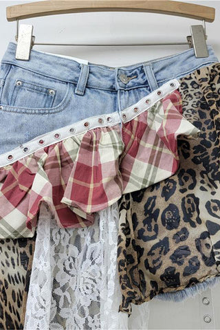 Layered Patchwork Mini Skirt