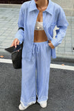 Striped Button-Down Pants Set