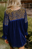 Leopard Patchwork Long Sleeve Blouse