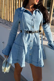 Button-Front Denim Dress