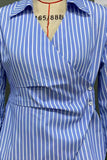 Striped Wrap Button-Up Blouse