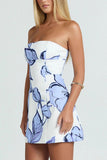 Strapless Floral Casual Mini Dress